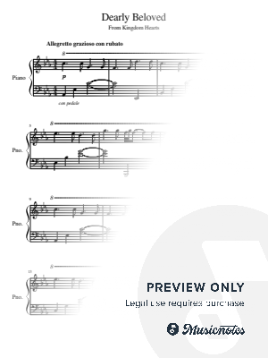 Dearly Beloved, from Kingdom Hearts, for Piano Solo by hotson - Sheet Music