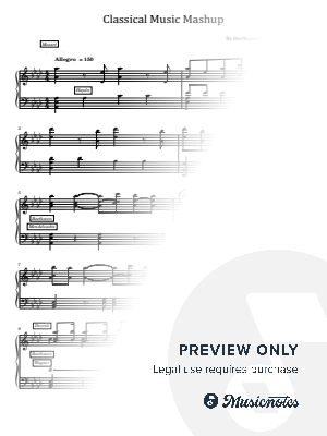 Classical Music Mashup, Variation for Piano Solo, Beethoven,Chopin,Bach,Mozart......