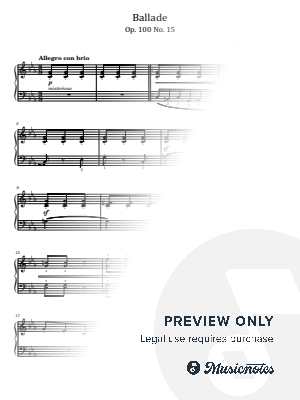 Burgmüller, Ballade - Op. 100, No. 15, for Piano Solo Original  With Fingering