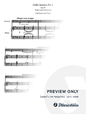J. Brahms, Cello Sonata No.1, Op.38, for Piano and Violoncell Full Score Original by hotson - Sheet Music