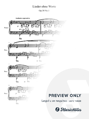 Mendelssohn, Songs Without Words No.7, Op.30 No.1, Original With Fingering (Lieder ohne Worte)