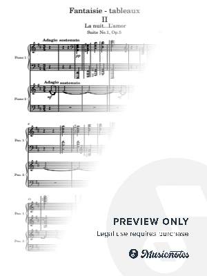 Rachmaninoff, Suite No.1, Op.5 II.La nuit... L'amour - ("Fantaisie-tableaux") for 2 Pianos Four Hands Original