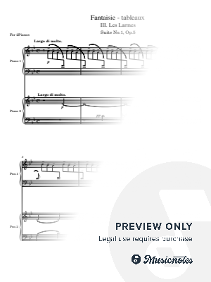 Rachmaninoff, Suite No.1, Op.5 lll. Les Larmes - ("Fantaisie-tableaux") for 2 Pianos Four Hands Original