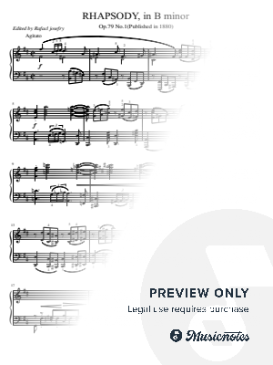 Brahms, Rhapsody in B Minor, Op.79 No.1, for Piano Solo Original With Fingering