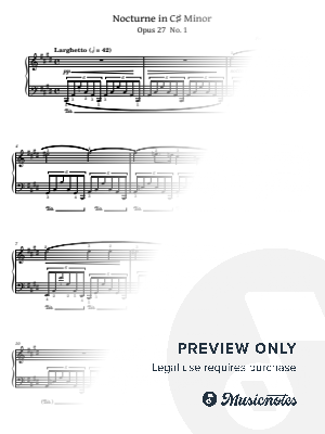 Chopin, Nocturne No.7 in C-Sharp Minor, Op.27, No.1, Original With Fingering
