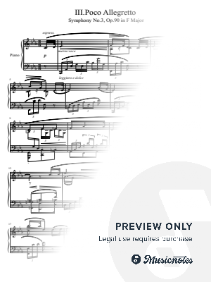 Brahms, III.Poco Allegretto, Symphony No.3, Op.90, for Piano Solo Original by hotson - Sheet Music