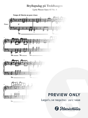 Grieg, Lyric Pieces, Op.65 No.6 (Wedding Day at Troldhaugen), Original With Fingering by hotson - Sheet Music