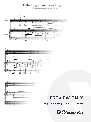 Du Ring an meinem Finger, Frauenliebe und Leben, Op.42, No.4, for Piano Accompaniment, With Lyrics