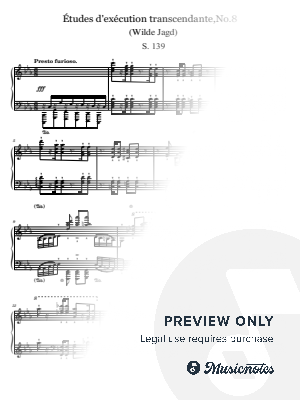 Liszt, Études d'exécution transcendante, S.139 No.8 (Wilde Jagd), Original With Fingering