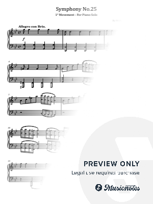 Mozart, Symphony No.25 K.183/173dB, 1st Movement, for Piano Solo by hotson - Sheet Music
