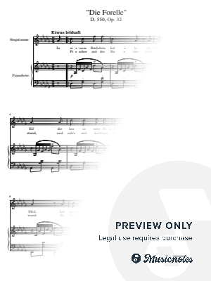 Schubert, Die Forelle, D.550 Op.32, for Vocal and Piano Original by hotson - Sheet Music
