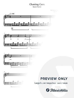 Chasing Cars, Snow Patrol, for Piano Solo With Lyrics