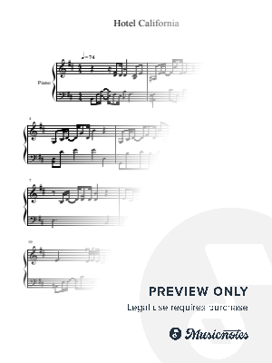 Hotel California, The Eagles, for Piano Solo