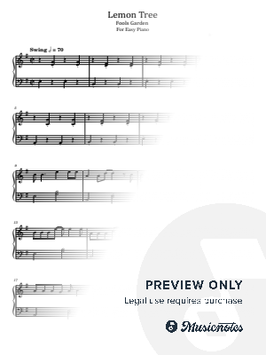 Lemon Tree, Fools Garden, for Easy Piano