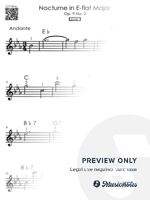 Chopin Nocturne Op. 9 No. 2 – Right Hand Melody + Easy Chords - Level 1 Piano Tutorial