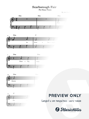 Scarborough Fair/canticle, for Easy Piano With Lyrics and Chords