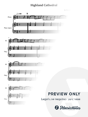 Highland Cathedral, for Pipe organ and Flute by hotson - Sheet Music