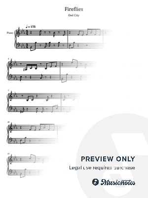 Fireflies, Owl City, for Piano Solo