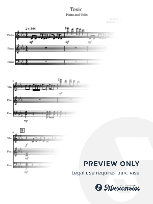 Toxic, Britney Spears, for Volin and Piano by hotson - Sheet Music