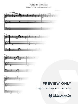 Under the Sea, Disney's "The Little Mermaid" OST, for Piano duet by hotson - Sheet Music