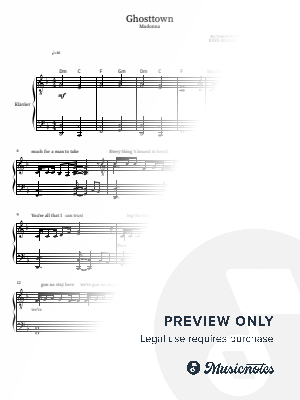 Ghosttown, Madonna, for Piano Solo With Lyrics and Chords by hotson - Sheet Music