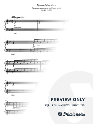 Danse Macabre (Saint-Saëns), for Piano Arr by Liszt Op.40 S.555, Original With Fingering