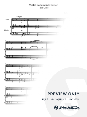 Mozart, Violin Sonata in E minor, K.304/300, Violin Sonata No.21 Original With Fingering