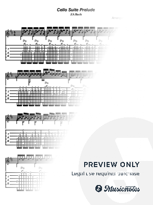 BACH PRELUDE from Cello Suite No.1 by Gary Gontier@SeriousGuitar.com - Sheet Music