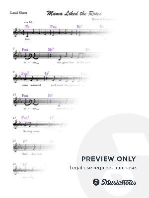 Mama Liked the Roses (Eb original key) by Stephanie Bennett - Sheet Music