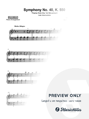 Theme from Mozart Symphony No. 40 in G minor 1st Mvt. [late intermediate]