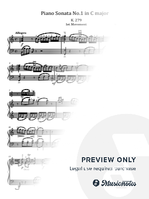 Mozart, Piano Sonata No.1 in C major, K.279/189d, 1st Mov Original With Fingering by hotson - Sheet Music