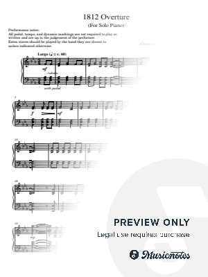 Tchaikovsky, 1812 Overture,Op.49, for Piano Solo Original (Hudson) by hotson - Sheet Music