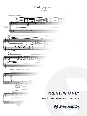 Claude Debussy, L'Isle joyeuse L.106, for Piano Solo With Fingering Original by hotson - Sheet Music