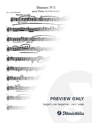 Danzon N°2 Clarinet Part by Loan Hummel - Sheet Music