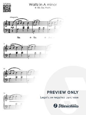 Waltz in A minor B 150, Op. Posth. - CHOPIN - for Late Beginners EASY Piano Tutorial