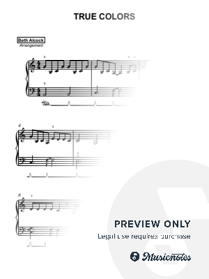 True Colors (Cyndi Lauper) - easy piano by Beth Alcock – Violin & Piano Arrangements - Sheet Music