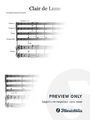 Clair de Lune | EASY PIANO QUINTET (with Chords) by Glauco Fernandes - Sheet Music
