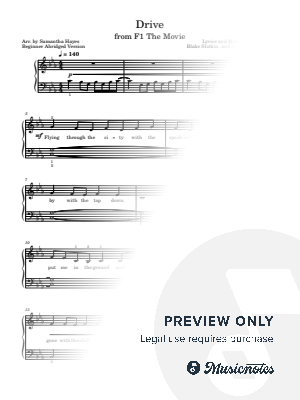 Drive from F1 The Movie - Beginner Abridged Version by Samantha Hayes - Sheet Music