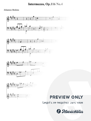 Intermezzo, Op.116 No.4 - Johannes Brahms by Nivek Piano - Sheet Music