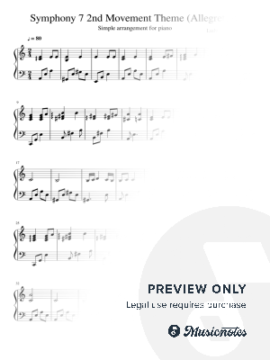Symphony No.7, 2nd Movement (Allegretto, Easy Piano) - Ludwig van Beethoven (Beginner - Easy Version)