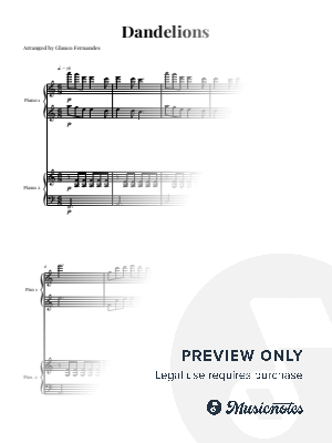 Dandelions - Ruth B | PIANO FOUR HANDS by Glauco Fernandes - Sheet Music