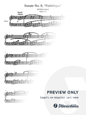 Sonata No. 8 in C minor Op.13 'Pathétique' (3rd Mvt) - Ludwig van Beethoven (hard - advanced)