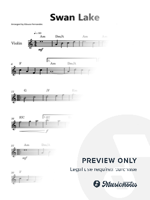Swan Lake Theme - Tchaikovsky | VIOLIN SOLO (Easy, with Chords) by Glauco Fernandes - Sheet Music