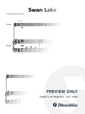 Swan Lake Theme - Tchaikovsky | FLUTE and PIANO (Easy) by Glauco Fernandes - Sheet Music