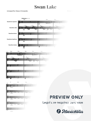 Swan Lake - Tchaikovsky | SAXOPHONE QUINTET (with Chords) by Glauco Fernandes - Sheet Music