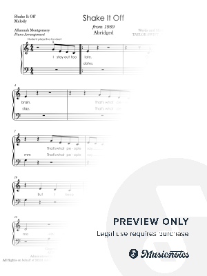 Shake It Off - Piano Duet - Melody and Accompaniment