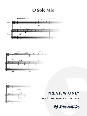 O Sole Mio | VIOLA and PIANO (Low Version, with Chords)