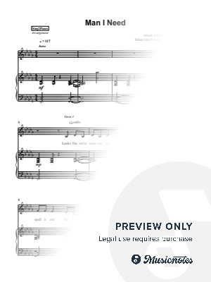 Man I Need by Sing2Piano - Sheet Music