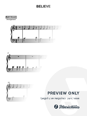 Believe (The Polar Express) - christmas | beginner piano by Beth Alcock – Violin & Piano Arrangements - Sheet Music