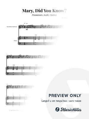 Mary, Did You Know? | BARITONE SAXOPHONE and PIANO (with Chords)